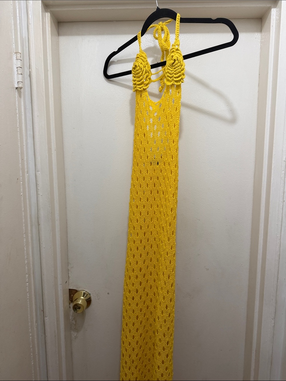 Yellow Crochet Maxi Swim Coverup